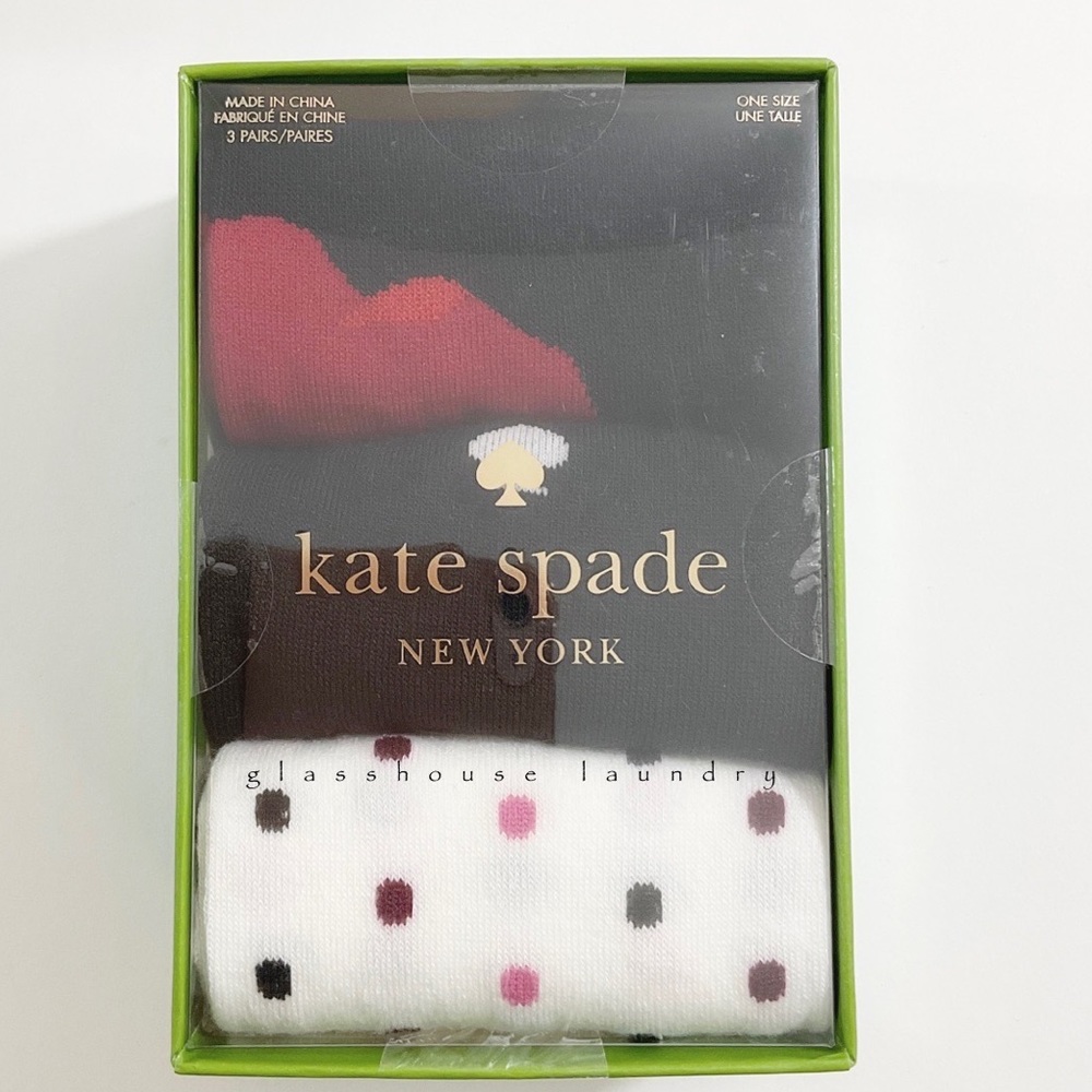 Kate Spade Black Crew Socks 3 Pk